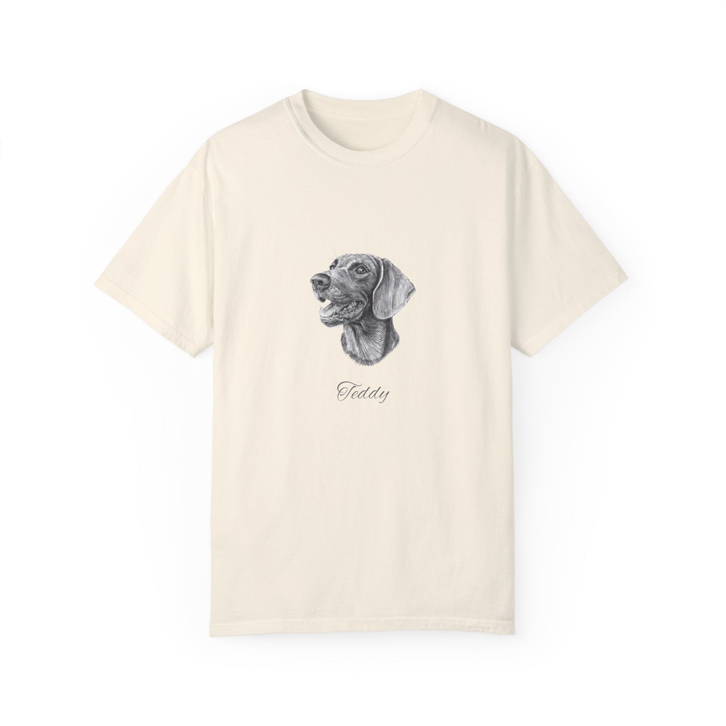Hand-drawing Style Pet Portrait on Unisex Garment-Dyed T-shirt - 6 colors availlable