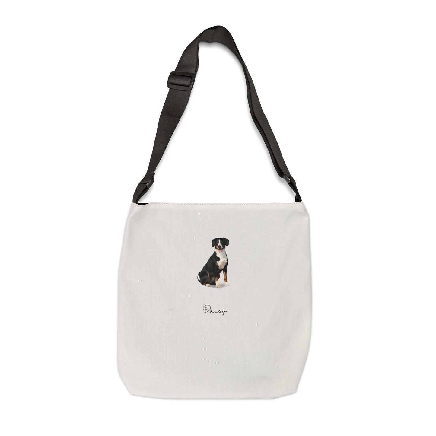 Full Body Cartoon Painting Style Pet Portrait on an Adjustable Tote Bag