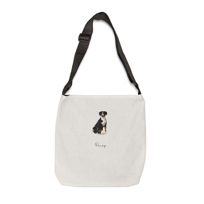 Full Body Cartoon Painting Style Pet Portrait on an Adjustable Tote Bag