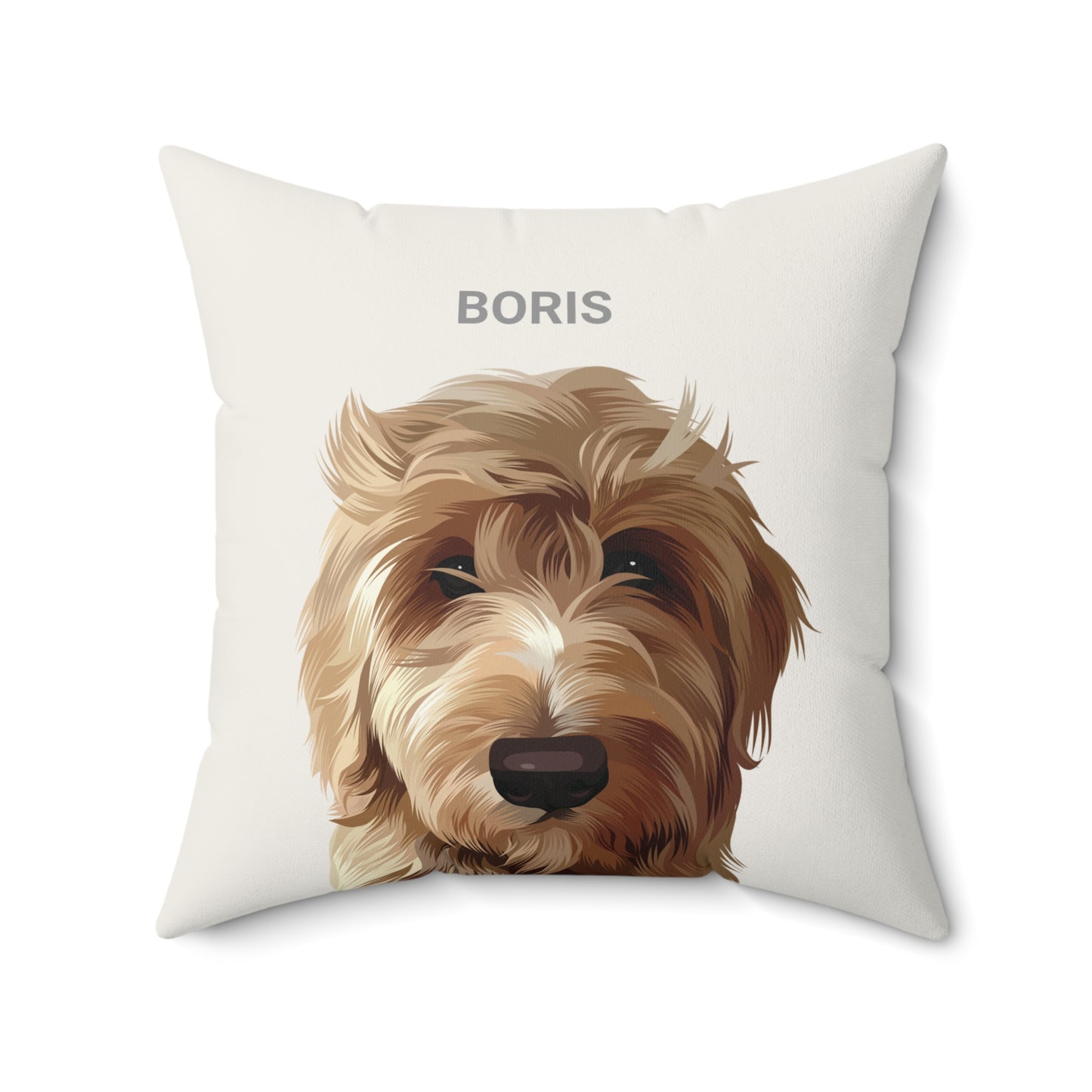 Cartoon Painting Style Pet Portrait Square Pillow