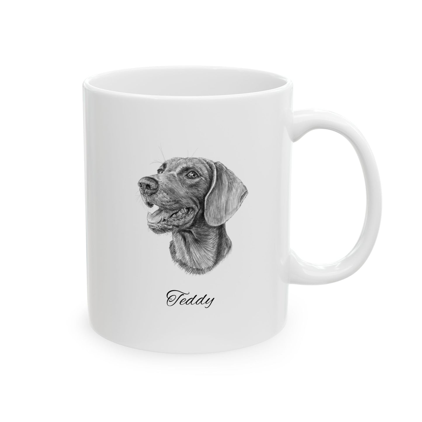 Hand-drawing Style Pet Portrait on Ceramic Mug, (11oz, 15oz)