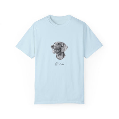 Hand-drawing Style Pet Portrait on Unisex Garment-Dyed T-shirt - 6 colors availlable