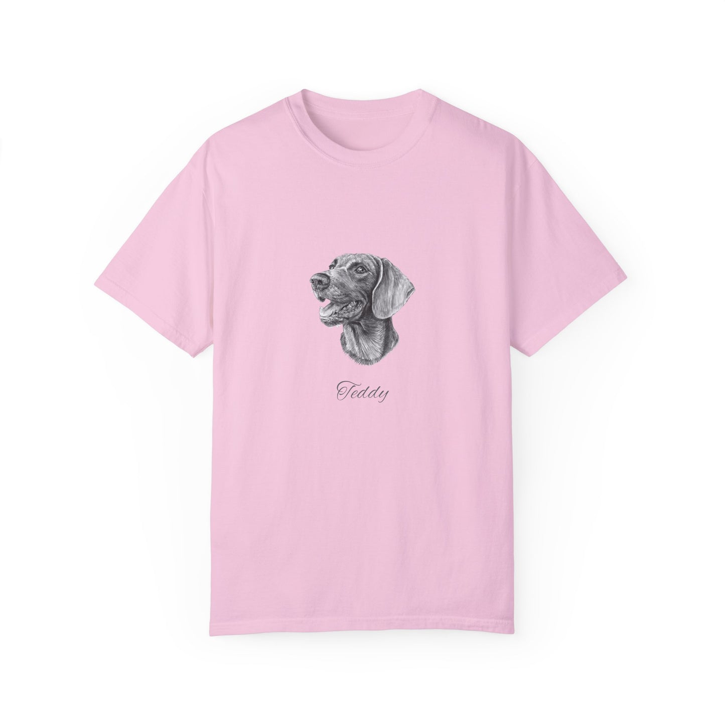 Hand-drawing Style Pet Portrait on Unisex Garment-Dyed T-shirt - 6 colors availlable