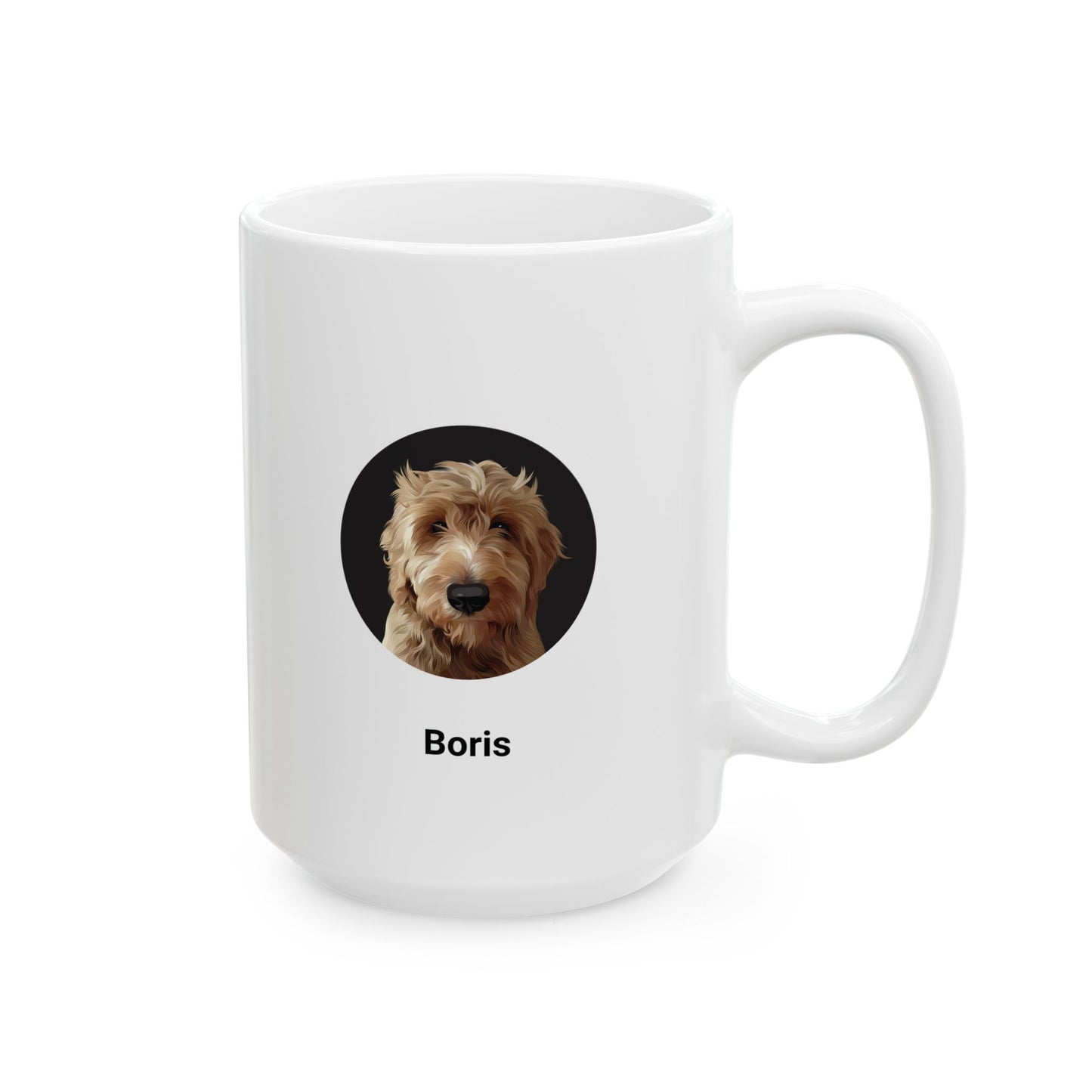 Cartoon Painting Style Pet Portrait - Ceramic Mug, Black Logo Style (11oz, 15oz)