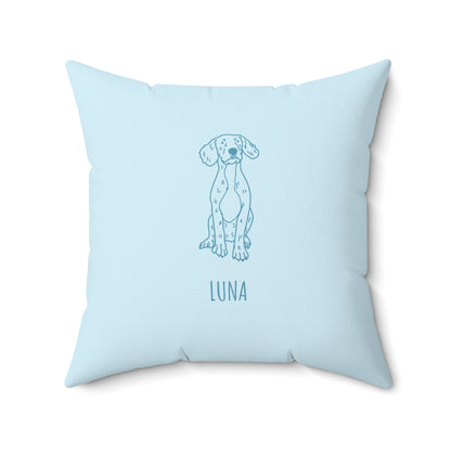 Perfectly Imperfect Pet Portrait Style on Square Pillow - Blue on Blue