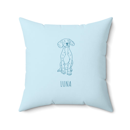 Perfectly Imperfect Pet Portrait Style on Square Pillow - Blue on Blue