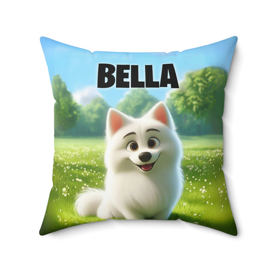 Pixar Cartoon Style Pet Portrait on a Spun Polyester Square Pillow