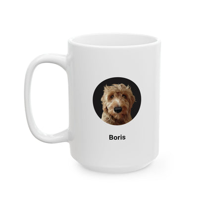 Cartoon Painting Style Pet Portrait - Ceramic Mug, Black Logo Style (11oz, 15oz)