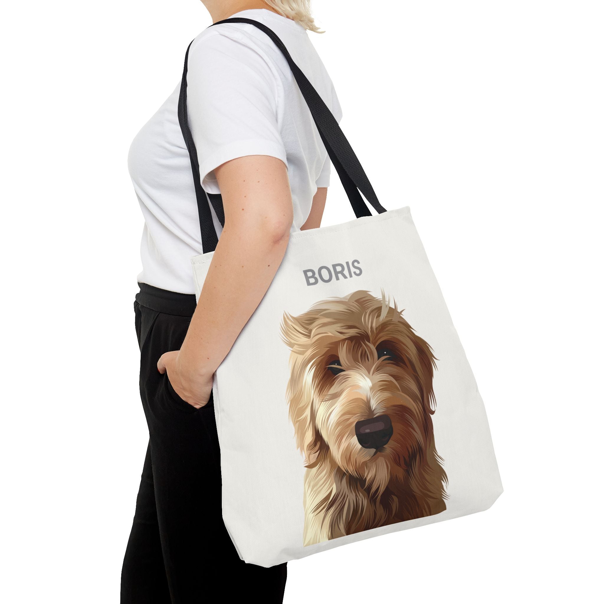 Cartoon Painting Style Pet Portrait on Tote Bag