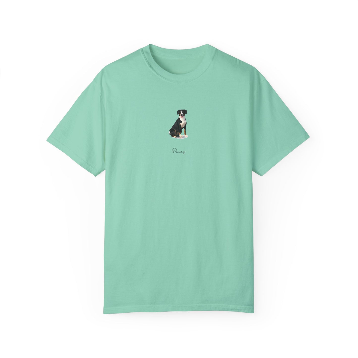 Full Body Cartoon Painting Style Pet Portrait on a Unisex Garment-Dyed T-shirt