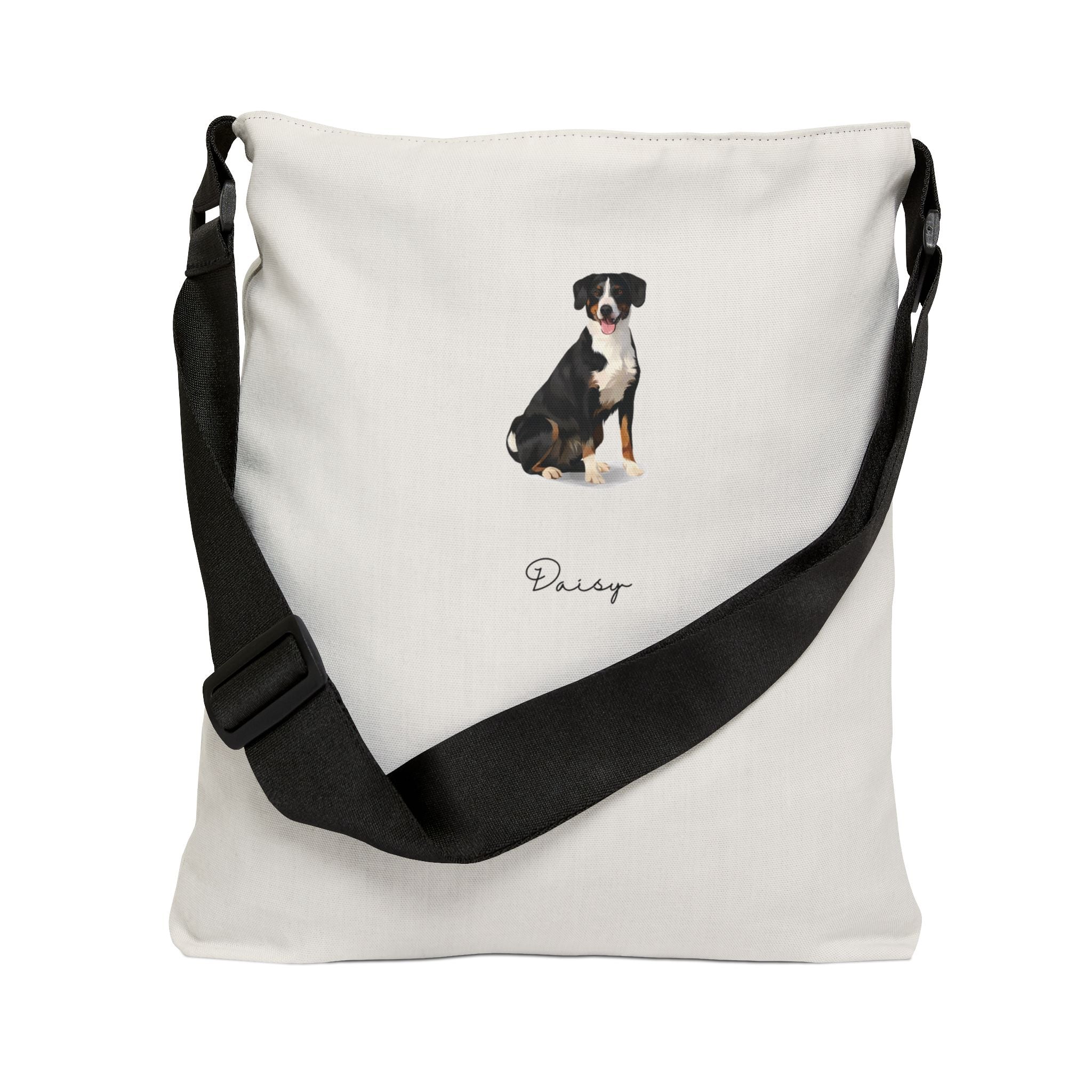 Full Body Cartoon Painting Style Pet Portrait on an Adjustable Tote Bag