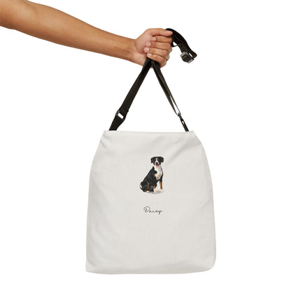 Full Body Cartoon Painting Style Pet Portrait on an Adjustable Tote Bag