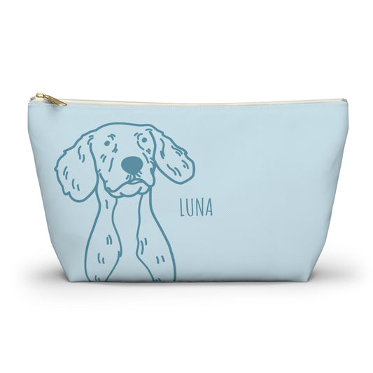 Perfectly Imperfect Pet Portrait on Pouch - Blue on Blue