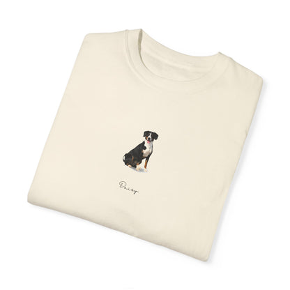 Full Body Cartoon Painting Style Pet Portrait on a Unisex Garment-Dyed T-shirt