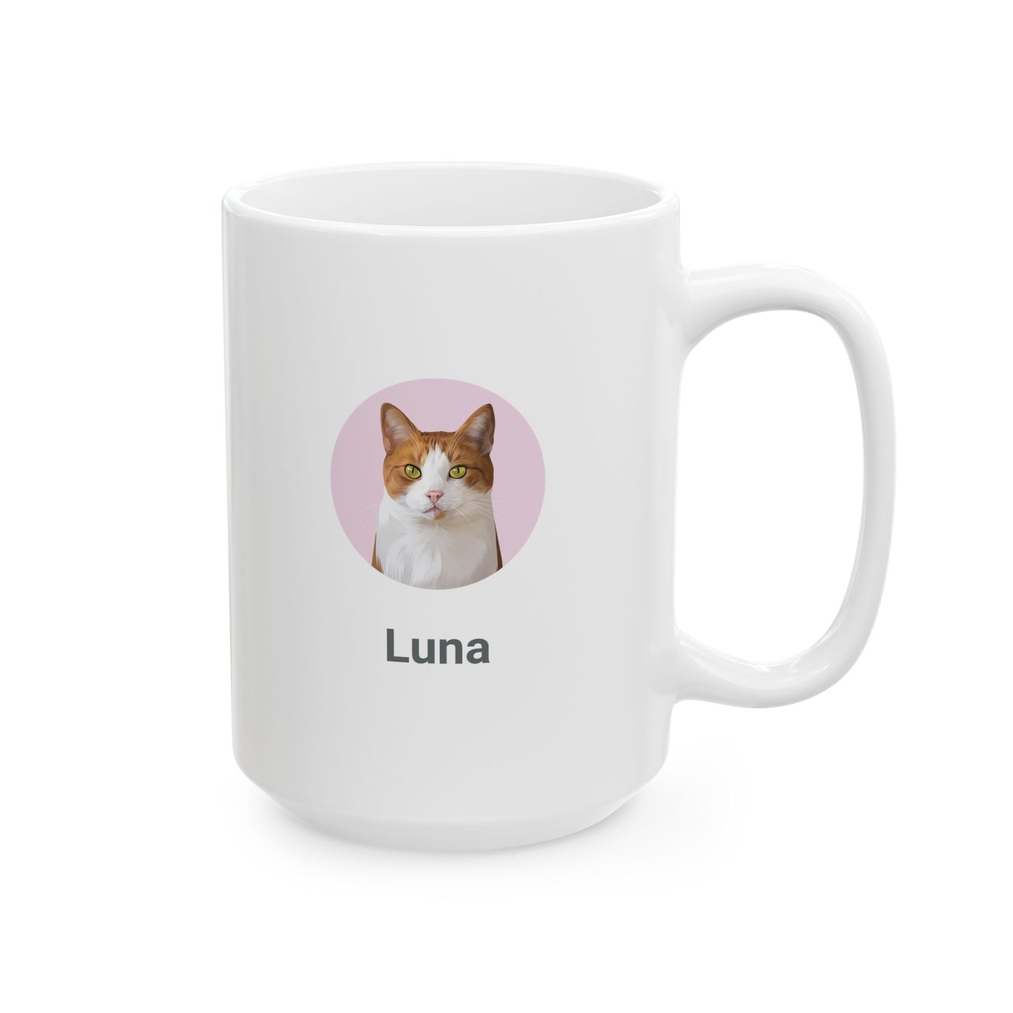 Cartoon Painting Style Pet Portrait - Ceramic Mug, Pink Logo Style (11oz, 15oz)