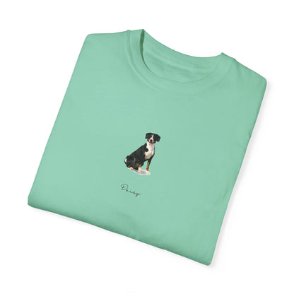 Full Body Cartoon Painting Style Pet Portrait on a Unisex Garment-Dyed T-shirt