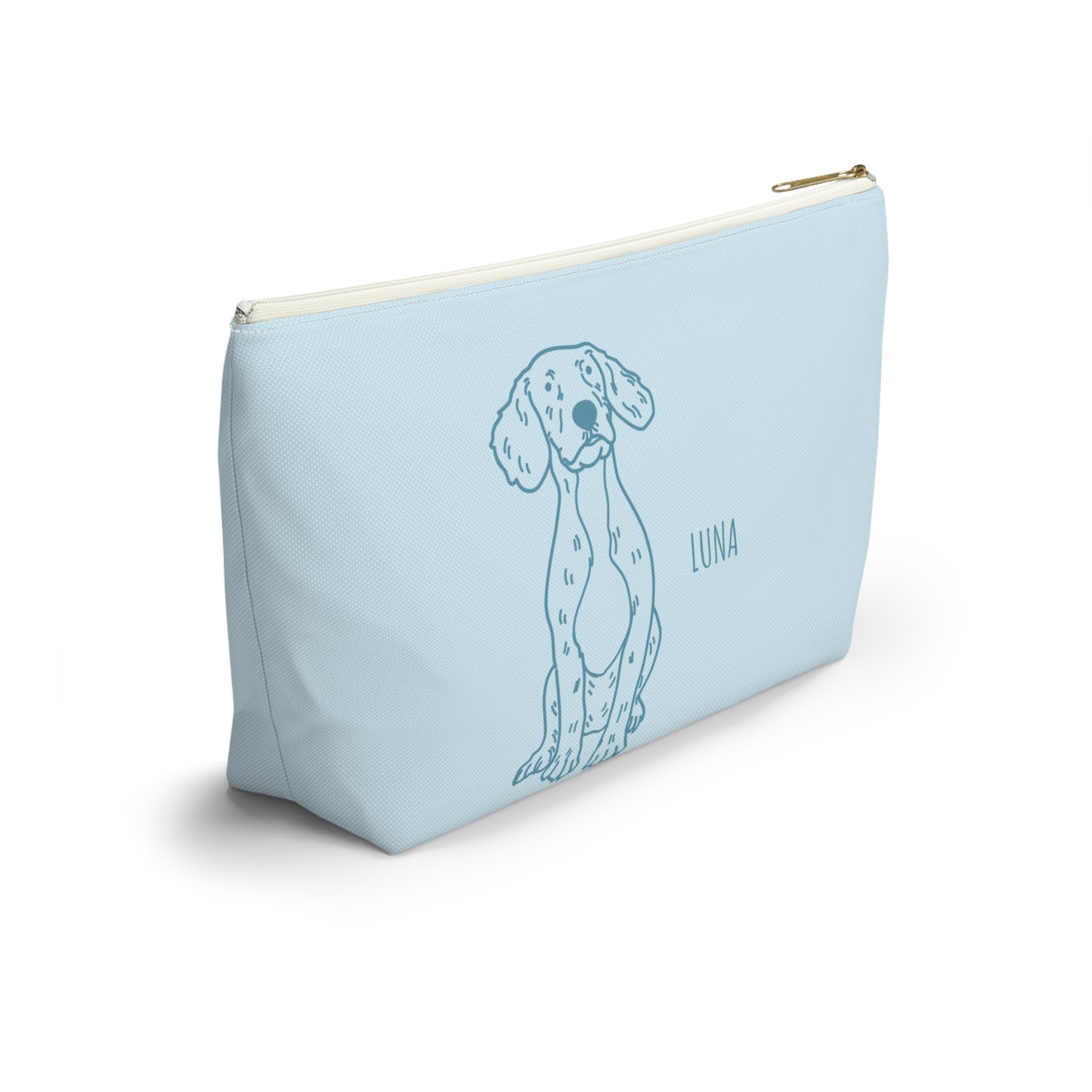 Perfectly Imperfect Pet Portrait on Pouch - Blue on Blue