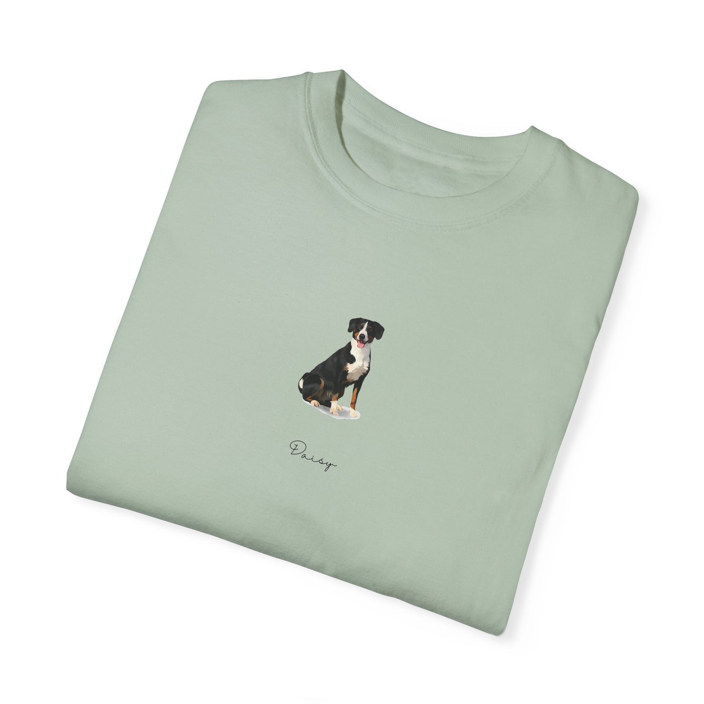 Full Body Cartoon Painting Style Pet Portrait on a Unisex Garment-Dyed T-shirt