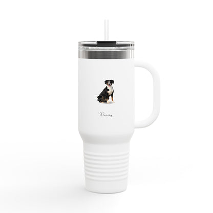 Full Body Cartoon Painting Style Pet Portrait on an Insulated Travel Mug, 40oz