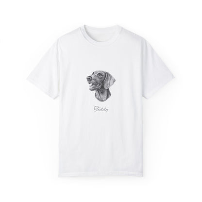 Hand-drawing Style Pet Portrait on Unisex Garment-Dyed T-shirt - 6 colors availlable