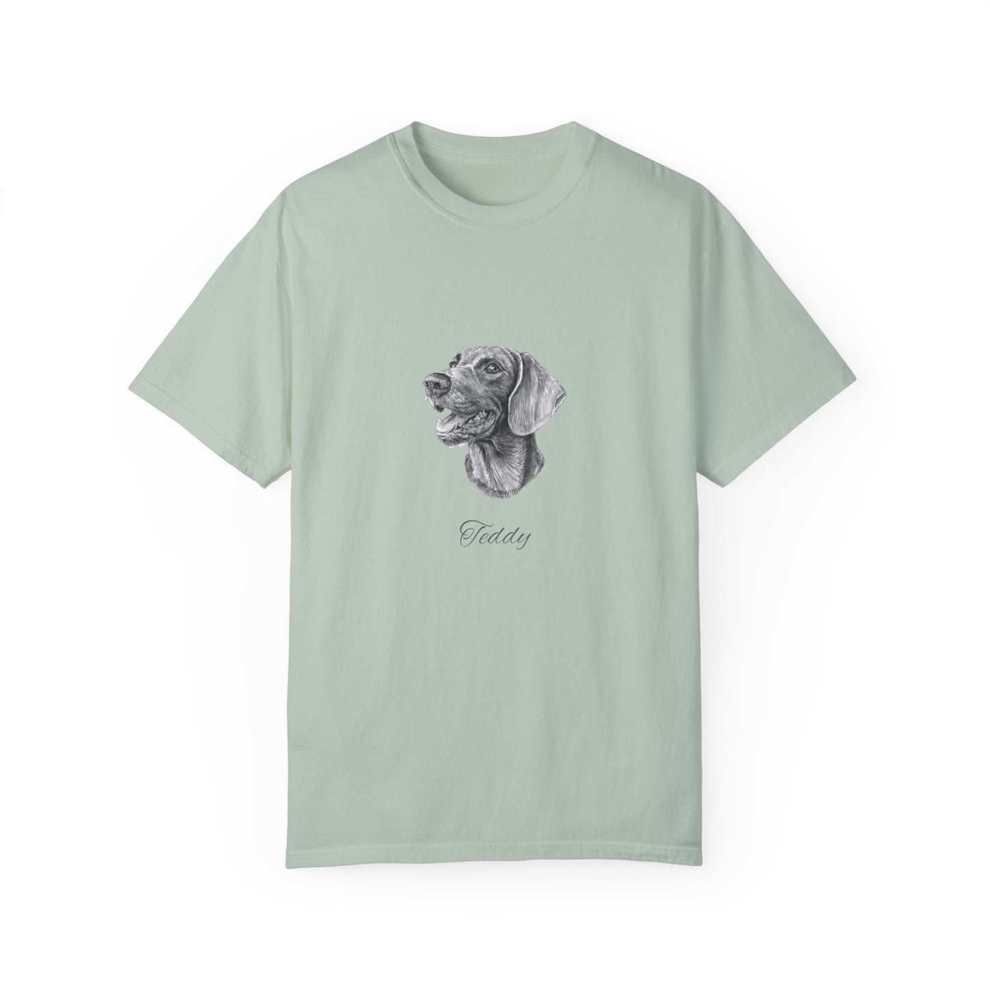 Hand-drawing Style Pet Portrait on Unisex Garment-Dyed T-shirt - 6 colors availlable