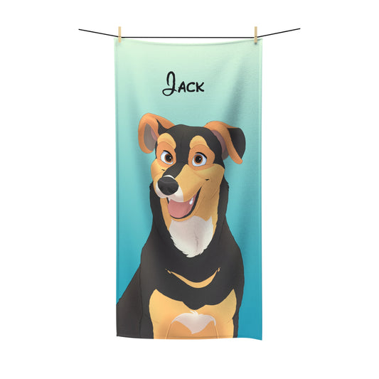 Disney-Style Cartoon Pet Portrait on Polycotton Towel - 36" X 72"