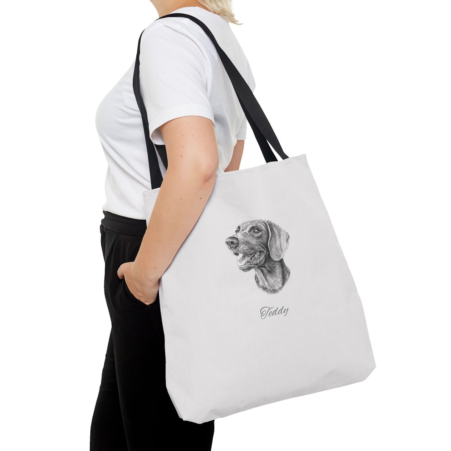 Hand-Drawn Custom Pet Portrait on Tote Bag