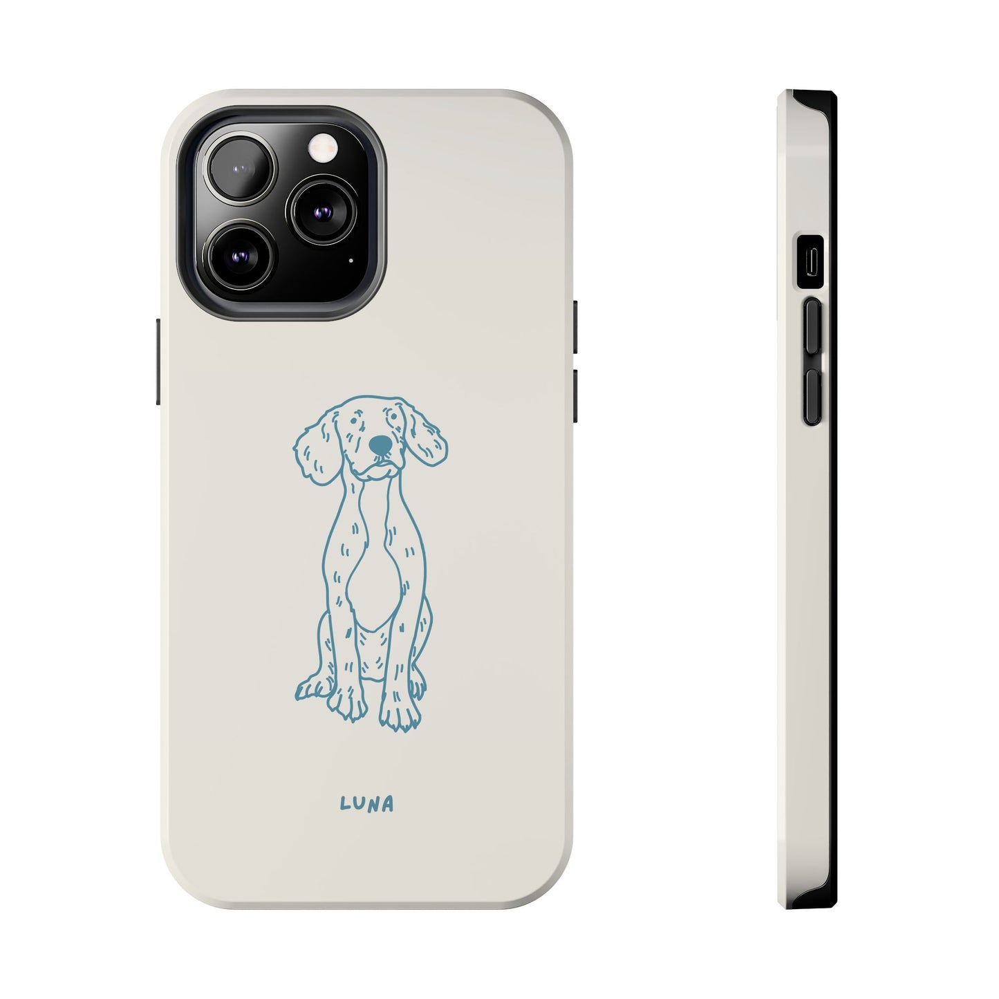 Perfectly Imperfect Pet Portrait on Tough Phone Cases - Blue on beige