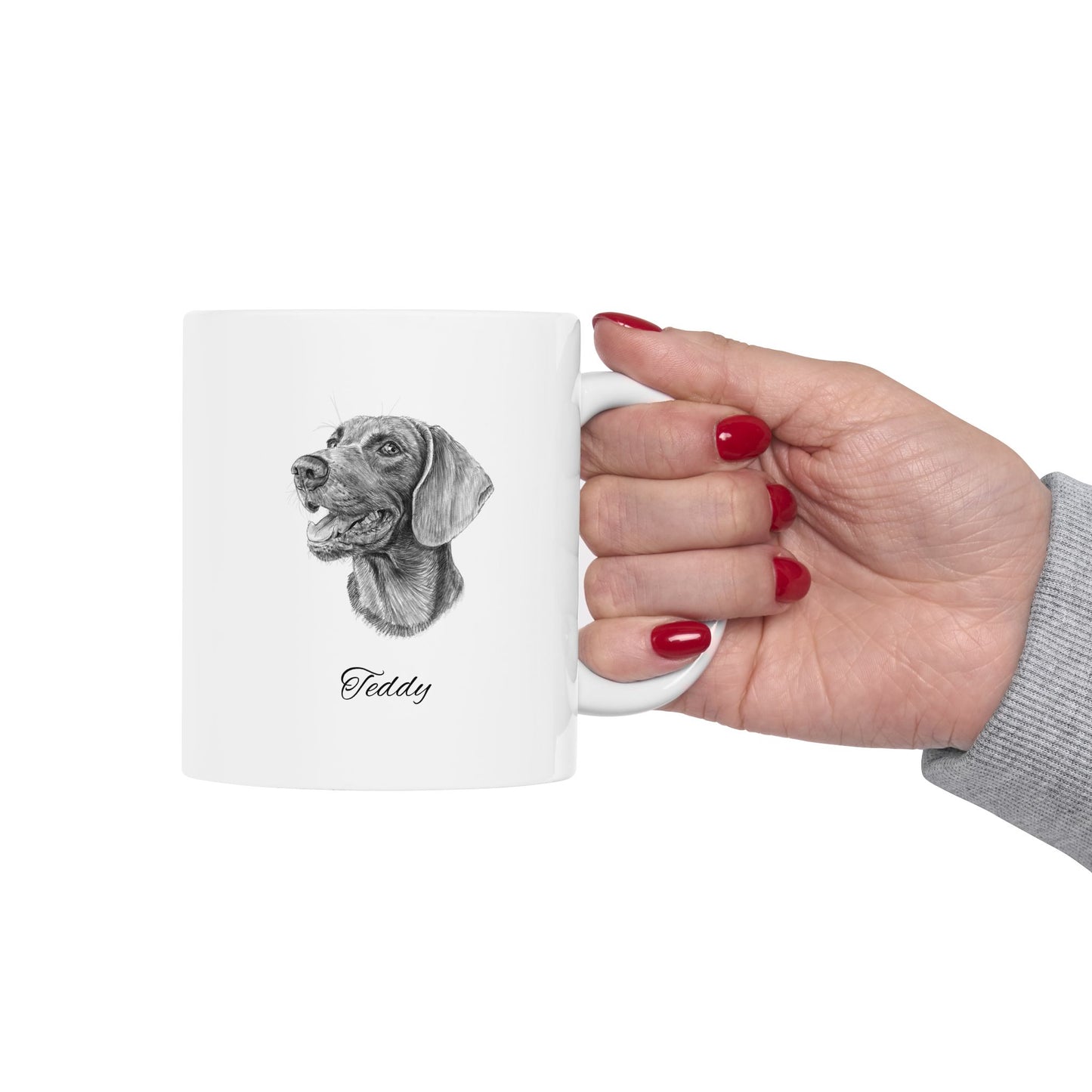 Hand-drawing Style Pet Portrait on Ceramic Mug, (11oz, 15oz)