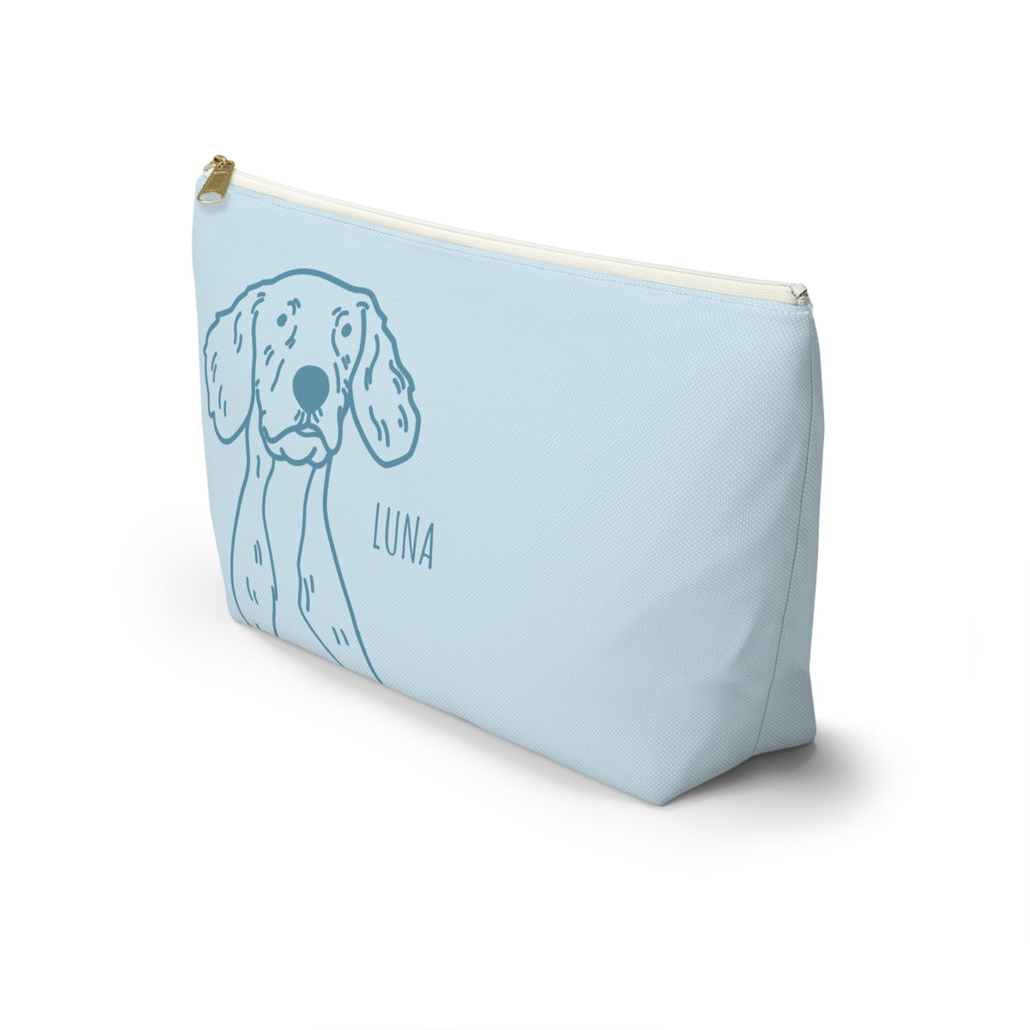 Perfectly Imperfect Pet Portrait on Pouch - Blue on Blue