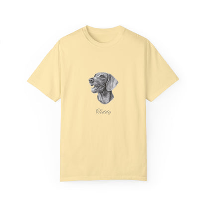 Hand-drawing Style Pet Portrait on Unisex Garment-Dyed T-shirt - 6 colors availlable