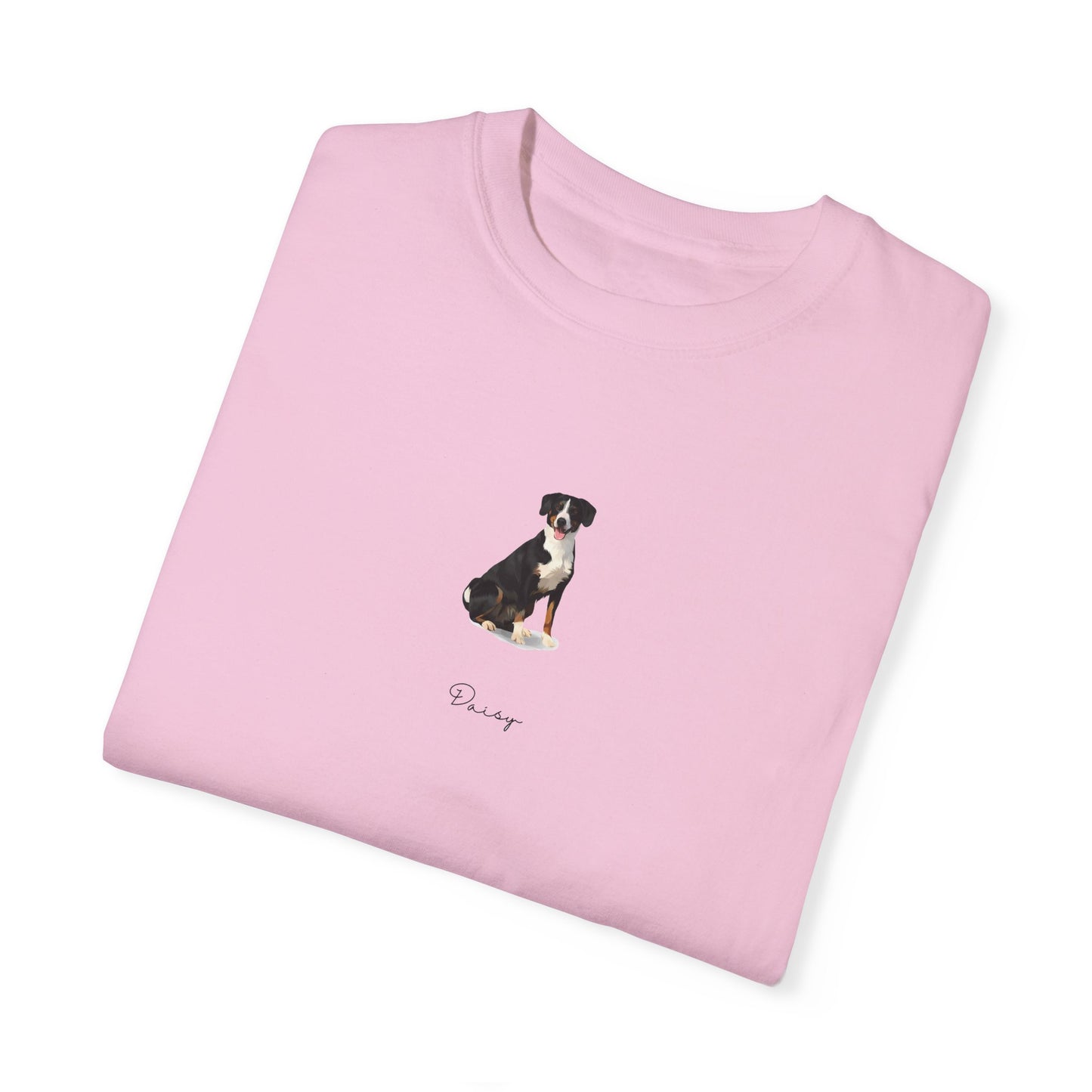 Full Body Cartoon Painting Style Pet Portrait on a Unisex Garment-Dyed T-shirt