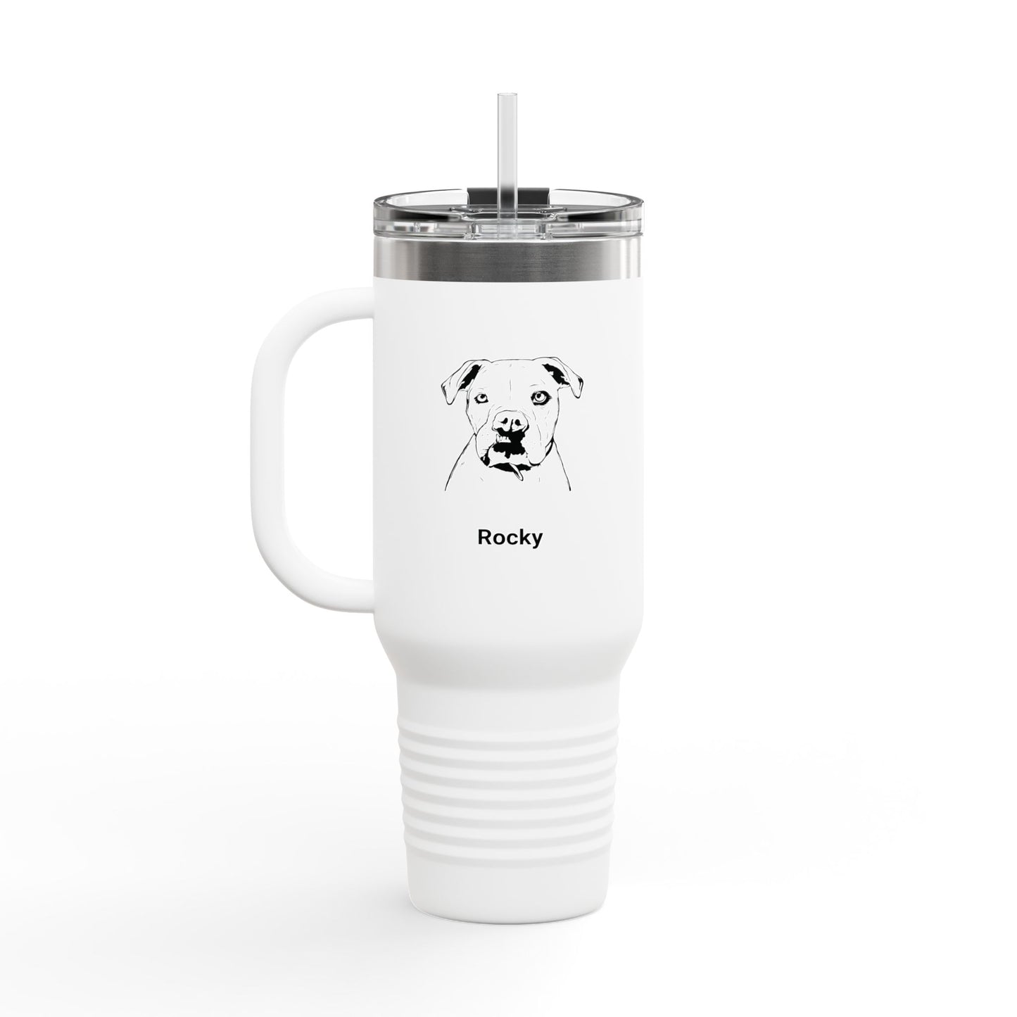 Vector Line Pet Portrait Style on Insulated Travel Mug, 40oz