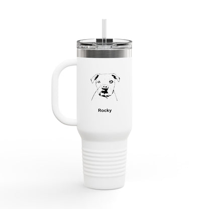 Vector Line Pet Portrait Style on Insulated Travel Mug, 40oz