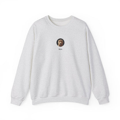 Cartoon Painting Style Pet Portraits Embroidered on a Unisex Heavy Blend™ Crewneck Sweatshirt - Logo Style