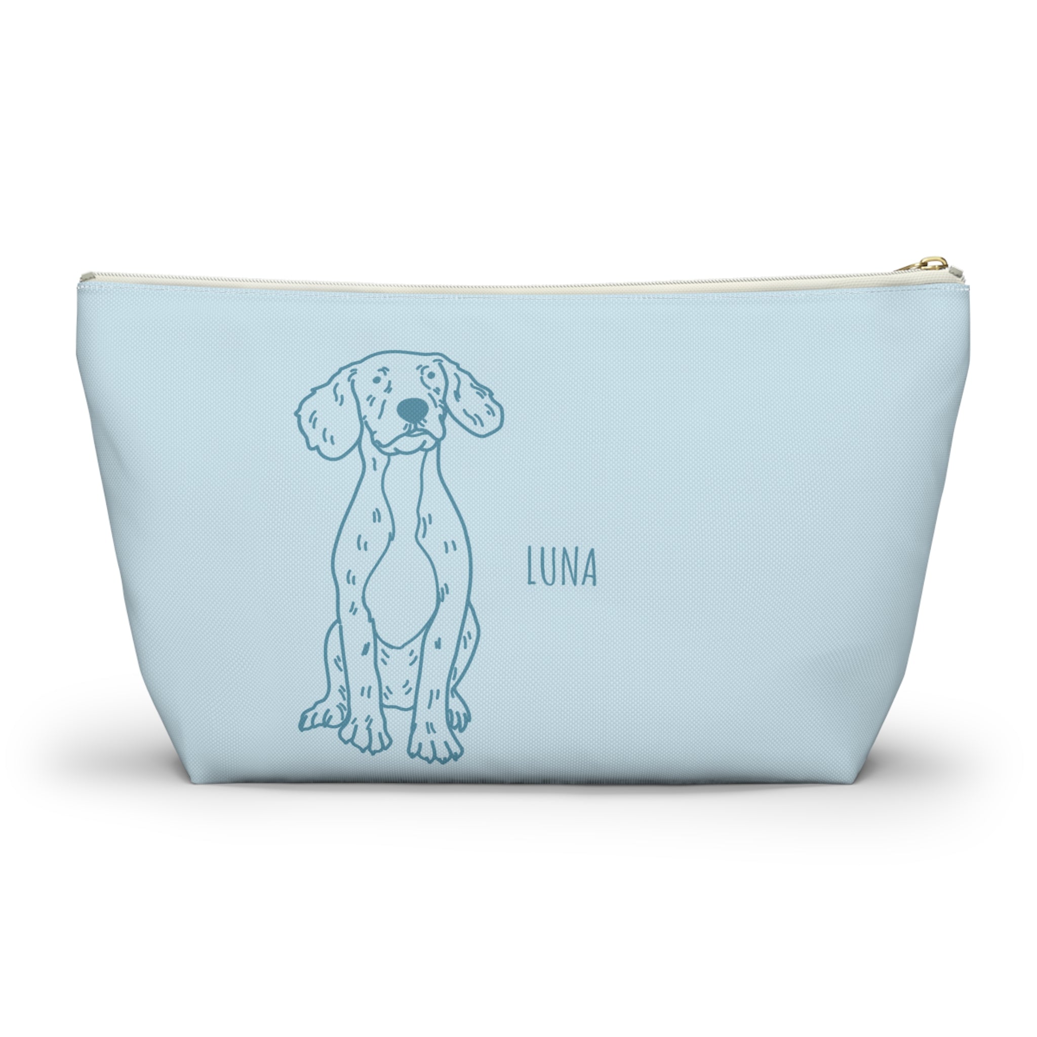 Perfectly Imperfect Pet Portrait on Pouch - Blue on Blue