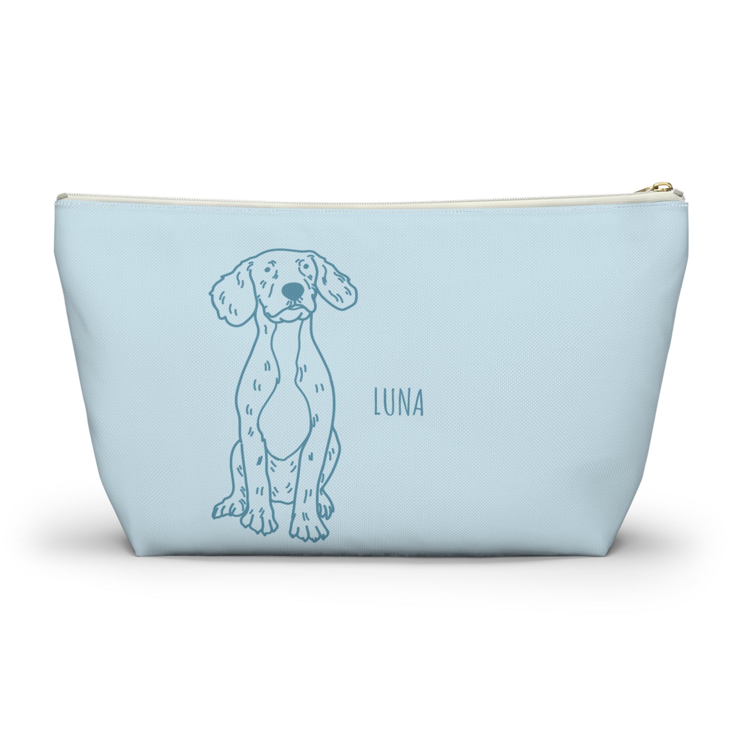 Perfectly Imperfect Pet Portrait on Pouch - Blue on Blue