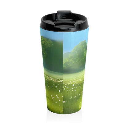 Pixar-Style Cartoon Pet Portrait on a Stainless Steel Travel Mug