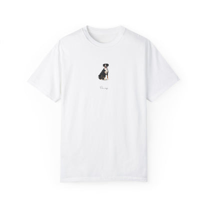 Full Body Cartoon Painting Style Pet Portrait on a Unisex Garment-Dyed T-shirt