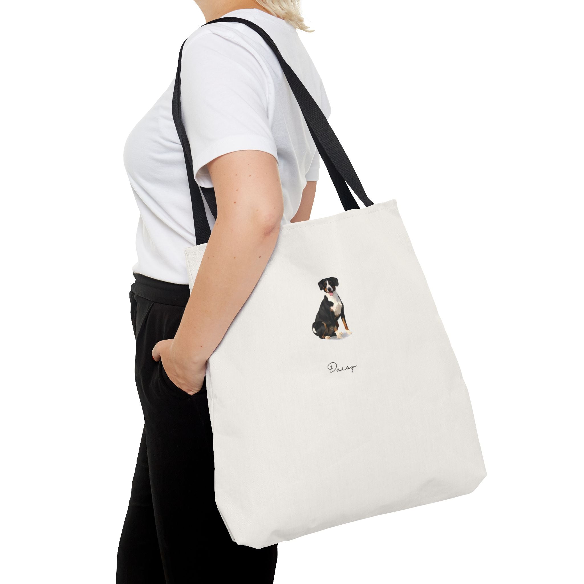 Full-Body Cartoon Pet Portrait Style on a Tote Bag