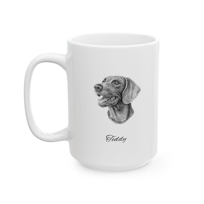 Hand-drawing Style Pet Portrait on Ceramic Mug, (11oz, 15oz)