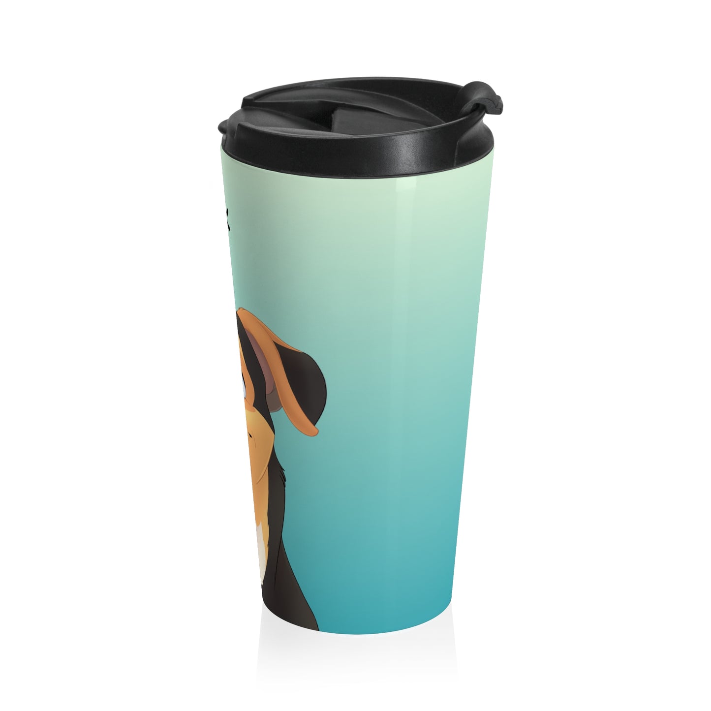 Disney-Style Cartoon Pet Portrait on a Stainless Steel Travel Mug