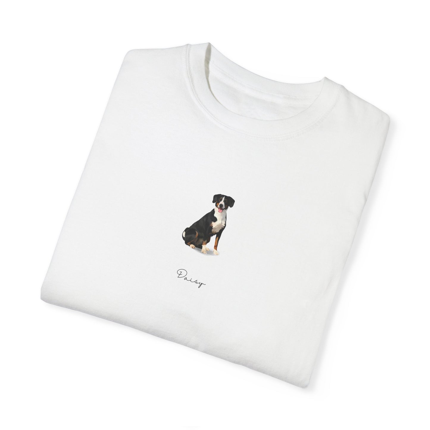 Full Body Cartoon Painting Style Pet Portrait on a Unisex Garment-Dyed T-shirt