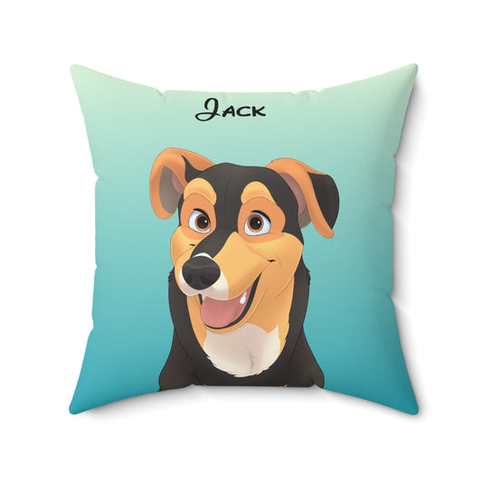 Disney-style cartoon painting portrait on a Spun Polyester Square Pillow