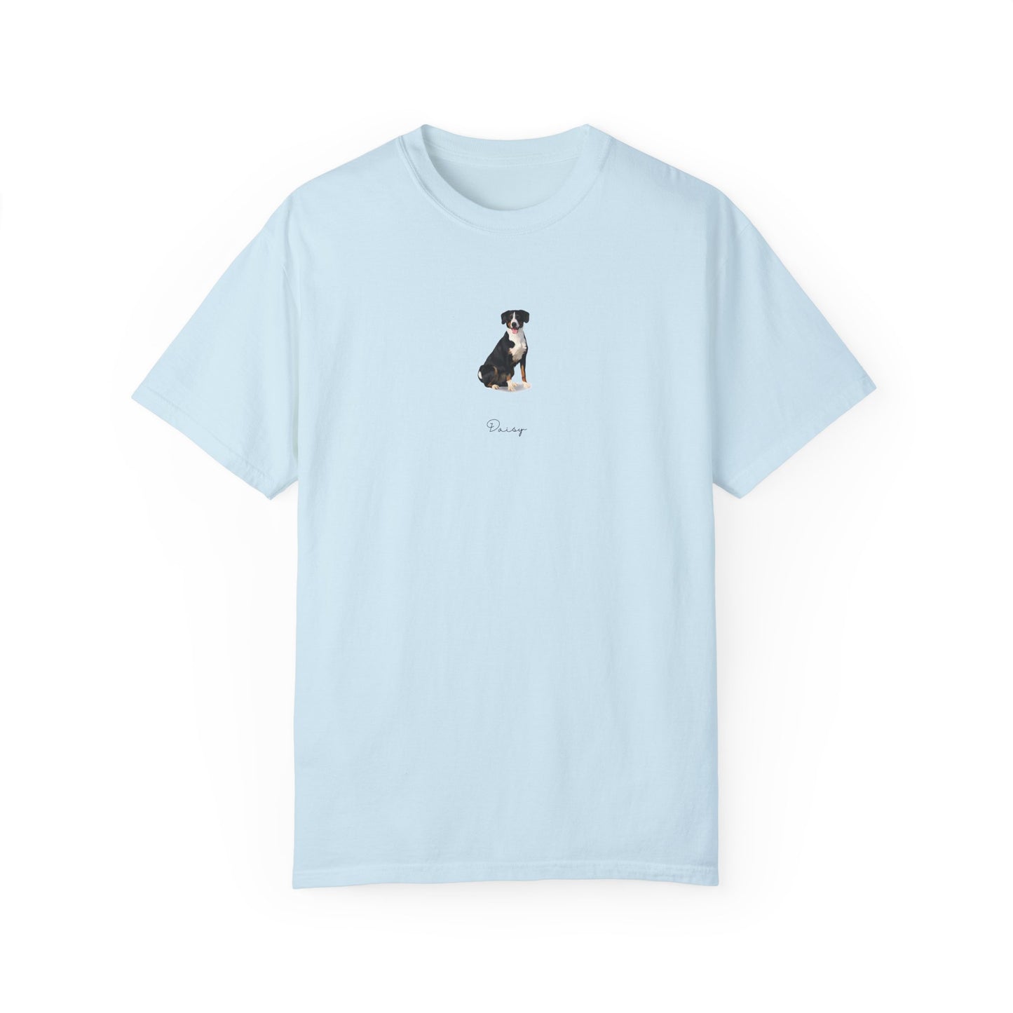 Full Body Cartoon Painting Style Pet Portrait on a Unisex Garment-Dyed T-shirt