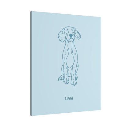 Perfectly Imperfect Pet Portrait on Canvas - Blue on blue