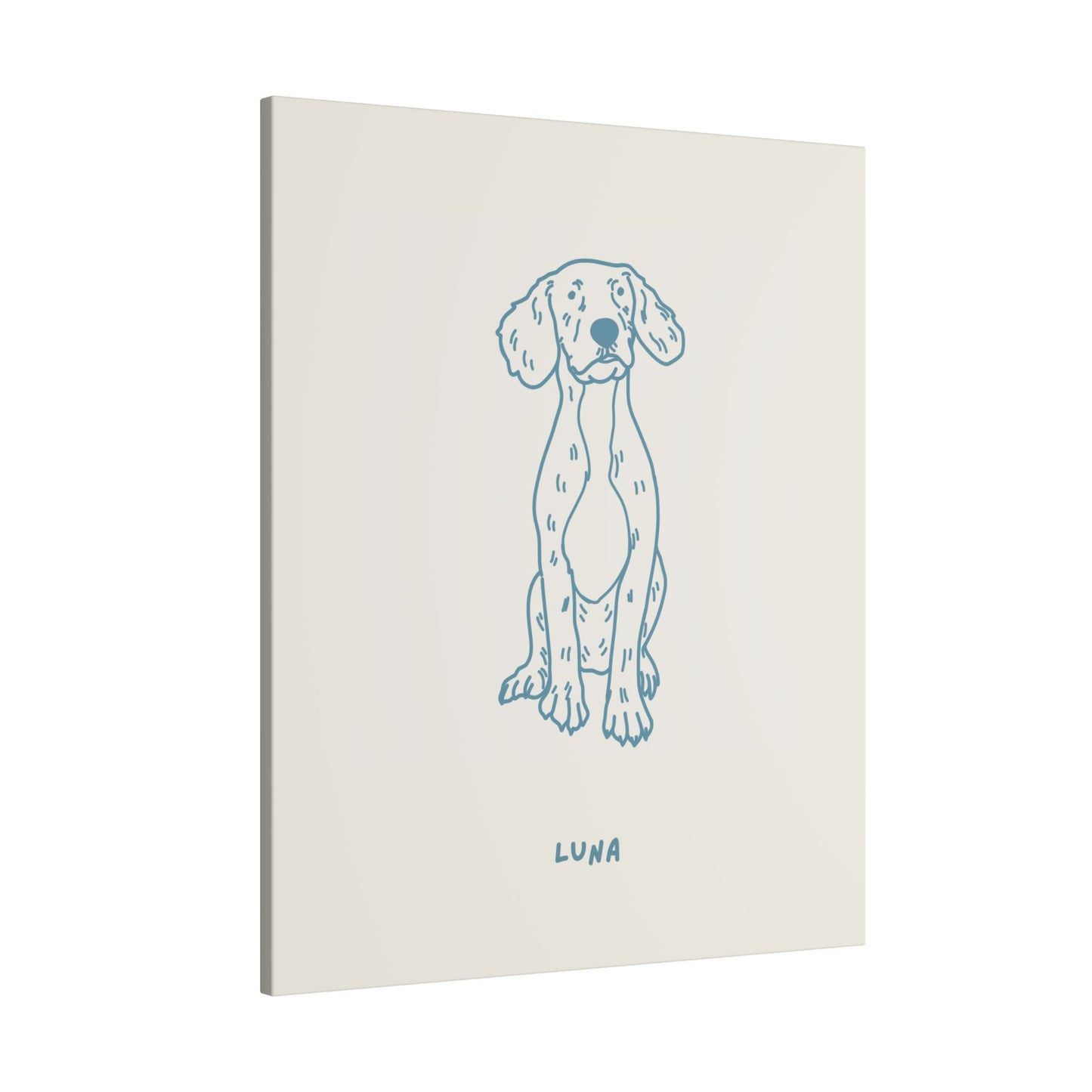 Perfectly Imperfect Pet Portrait on Canvas - Blue on beige