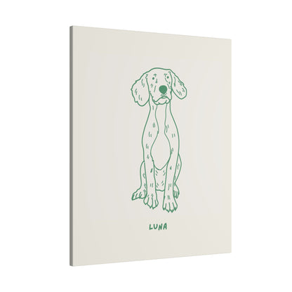 Perfectly Imperfect Pet Portrait on Canvas - Green on Beige