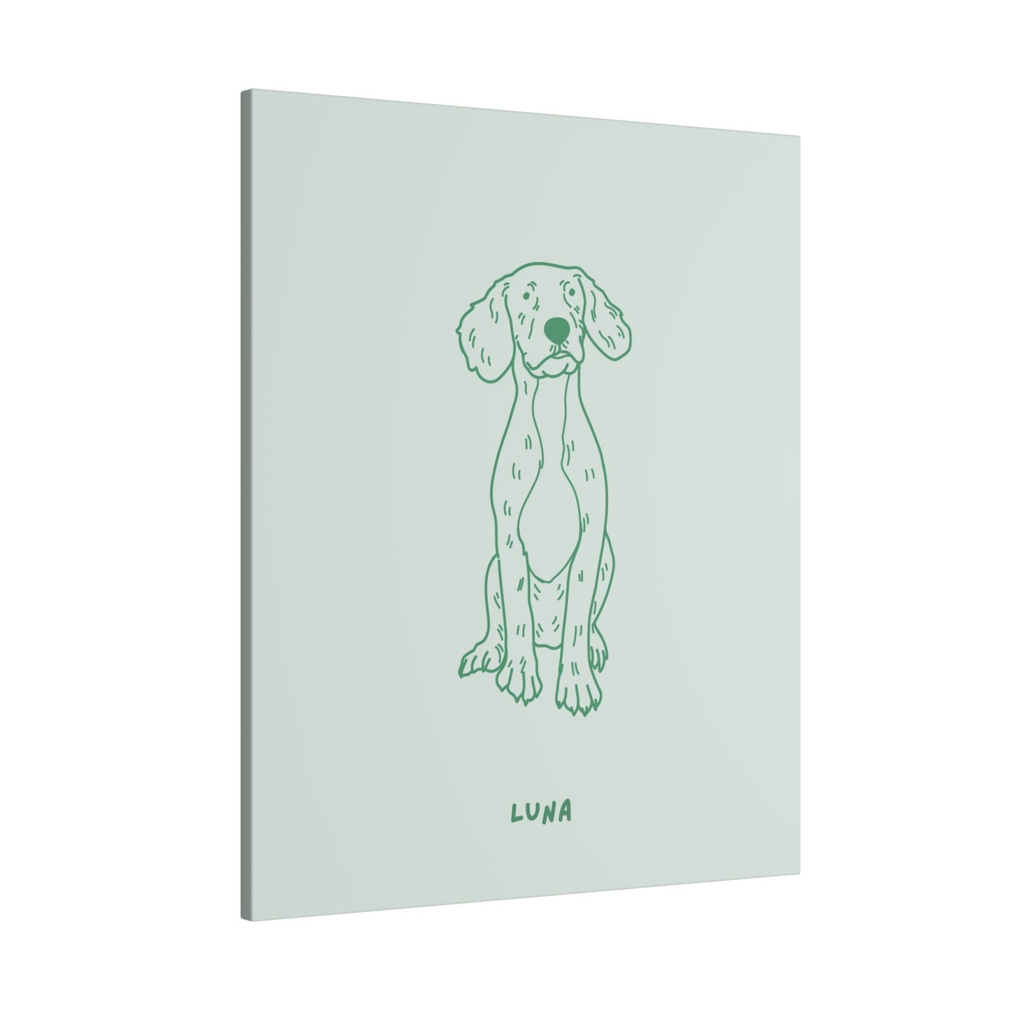 Perfectly Imperfect Pet Portraits Style on Canvas - Green on green